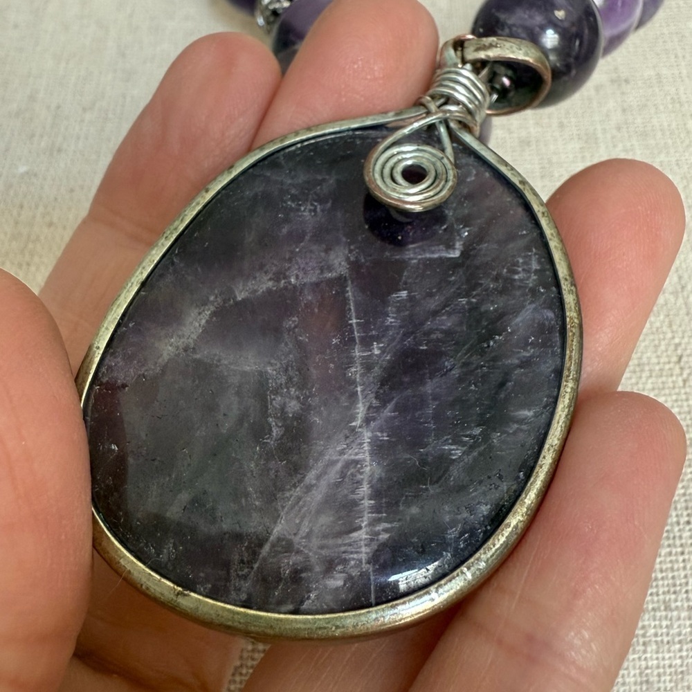 Amethyst natural stone necklace - Picture 3 of 4